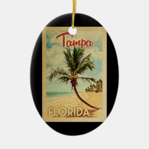 Ornamento De Cerâmica Viagens vintage da palmeira de Tampa
