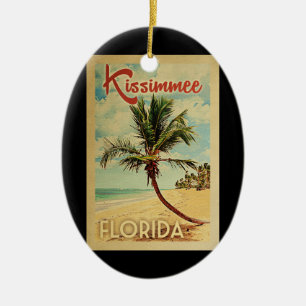 Ornamento De Cerâmica Viagens vintage de Árvore de Palma de Kissimmee