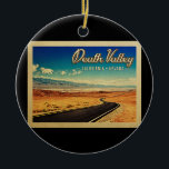 Ornamento De Cerâmica Viagens vintage do Parque Nacional do Vale da Mort<br><div class="desc">Estilo de viagens vintage Death Valley California Nevada apresentando uma vista de montanha maravilhosa com uma rodovia a enrolar até a distância.</div>