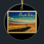 Ornamento De Cerâmica Viagens vintage do Parque Nacional do Vale da Mort<br><div class="desc">Estilo de viagens vintage Death Valley California Nevada apresentando uma vista de montanha maravilhosa com uma rodovia a enrolar até a distância.</div>