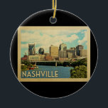 Ornamento De Cerâmica Viagens vintage do Tennessee Nashville<br><div class="desc">Design do Tennessee em estilo Viagens vintage,  em Nashville,  mostrando uma vista de linha do horizonte da cidade.</div>