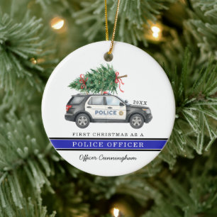 Ornamento De Cerâmica Viatura de Polícia Personalizada do Oficial Festiv