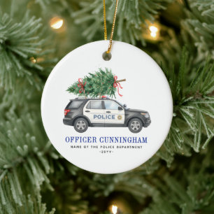 Ornamento De Cerâmica Viatura de Policial Personalizada Árvore de Natal