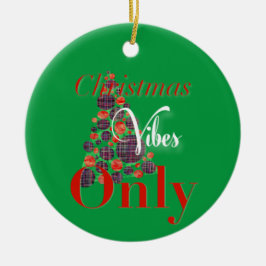 Ornamento De Cerâmica Víblias de Natal Apenas Árvore Verde Abstrato Verm