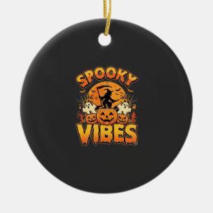 Ornamento De Cerâmica Vibrações Assustadoras Abóbora de Halloween Design
