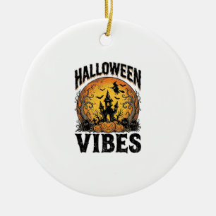 Ornamento De Cerâmica Vibrações de Halloween Camisa Vintage Lua Assombra
