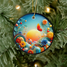 Ornamento De Cerâmica Vibrant Butterfly Fantasy Garden