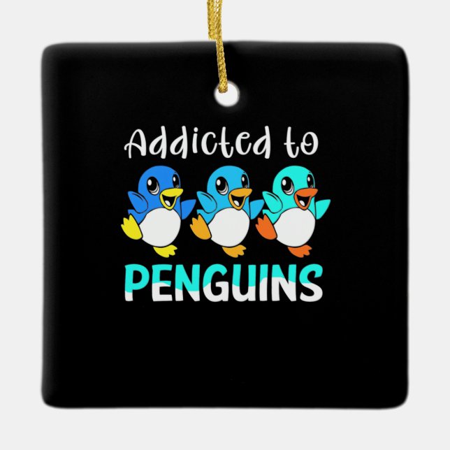 Ornamento De Cerâmica Viciado Em Pinguins (Frente)