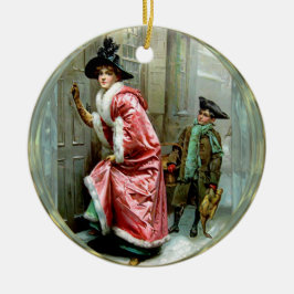 Ornamento De Cerâmica Victorian do comensal de Natal