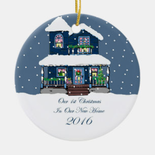 Ornamento De Cerâmica Victorian nevado do Natal 2016 Home novo