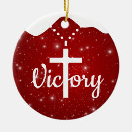 Ornamento De Cerâmica Victory Cross God's Love Inspirational Red ⛪️ 🎄