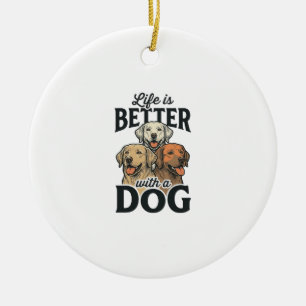 Ornamento De Cerâmica Vida Antiga É Melhor Com um Cão Desenho Vetorial_1