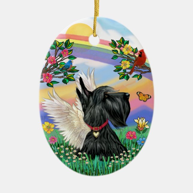 Ornamento De Cerâmica Vida Arco-íris - Terrier Escocês (Frente)