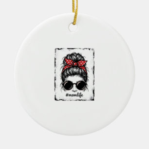 Ornamento De Cerâmica Vida de Mãe Antiga Camisa com Lenço e Coque Desgre