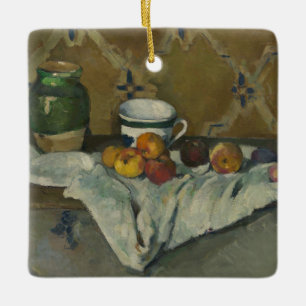 Ornamento De Cerâmica Vida de Paul Cezanne   ainda com frasco, copo, e
