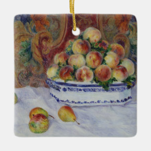 Ornamento De Cerâmica Vida de Pierre Auguste Renoir   ainda com pêssegos