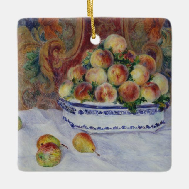 Ornamento De Cerâmica Vida de Pierre Auguste Renoir | ainda com pêssegos (Frente)