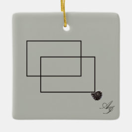 Ornamento De Cerâmica Vida marinha japonesa monocromo neutro em bege lit