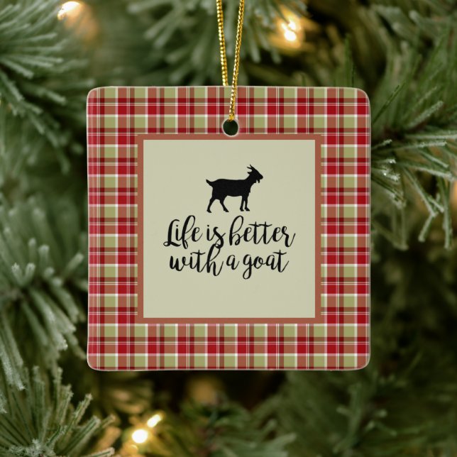 Ornamento De Cerâmica Vida melhor com Xadrez de cabra (Árvore)