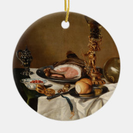 Ornamento De Cerâmica Vida tranquila com presunto, livros e embarcações 