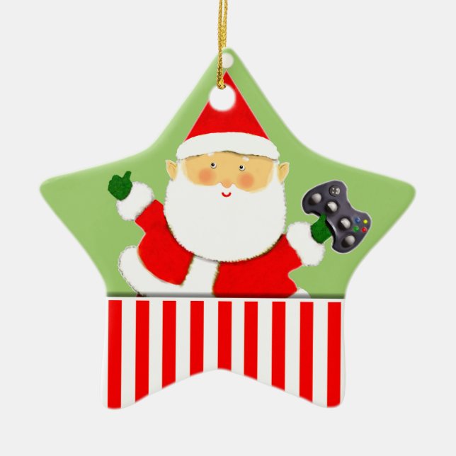 Ornamento De Cerâmica Vídeo Gamer Foliday Gift Cerâmica Ornament (Frente)