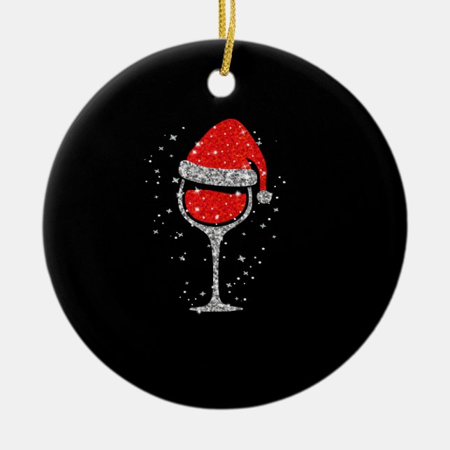 Ornamento De Cerâmica Vidro de Natal Flocos de neve Santa Hat Vinho Tint (Frente)