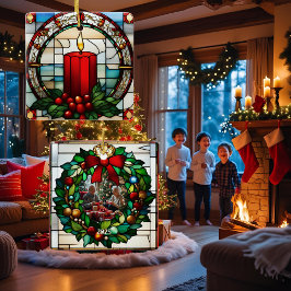 Ornamento De Cerâmica Vidro Escondido Da Vela De Natal Da Crimson