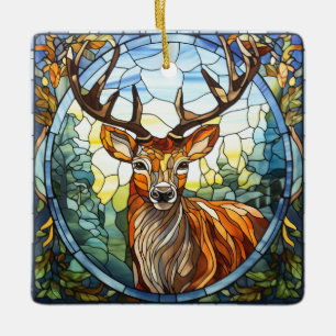 Ornamento De Cerâmica Vidro Estacionado Amigos Stag Deer