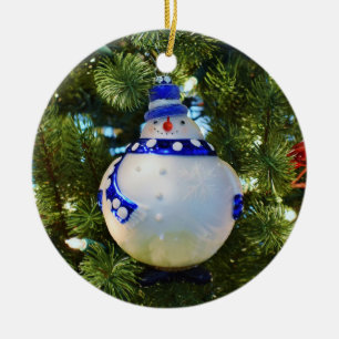 Ornamento De Cerâmica Vidro Snowman Ornament