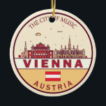 Ornamento De Cerâmica Viena, Áustria, Cidade do Skyline Emblem<br><div class="desc">Design de arte colorida e minimalista de Viena,  com monumentos e marcos da cidade da Áustria.</div>