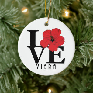 Ornamento De Cerâmica Viera LOVE Red Hibiscus