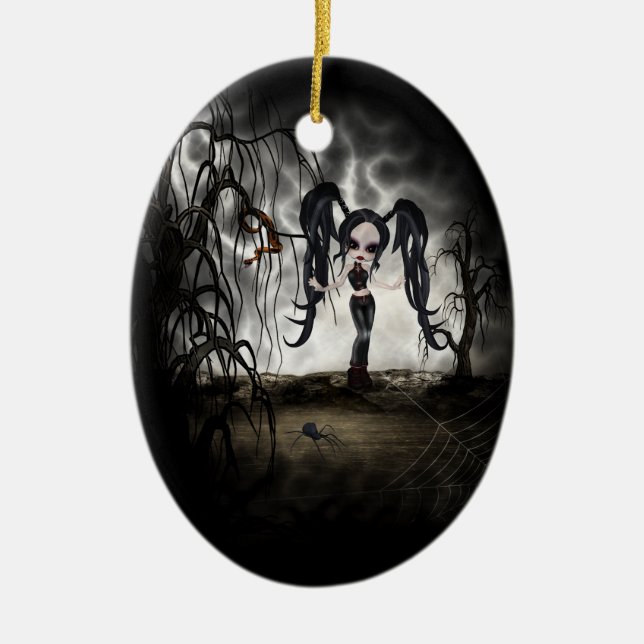 Ornamento De Cerâmica Vignette da Gótico Sepia (Frente)