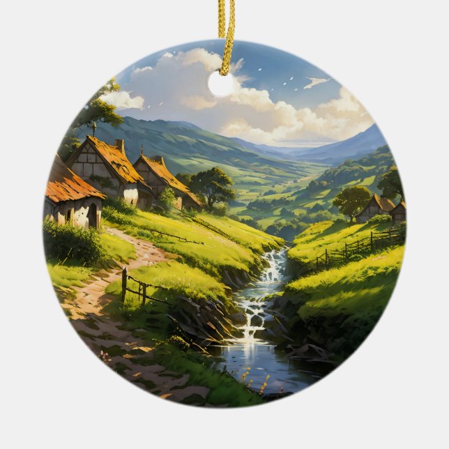 Ornamento De Cerâmica Vila Rustic Stone (Frente)