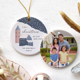 Ornamento De Cerâmica Vila Snowy | Primeiro Natal em Nossa Nova Casa