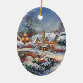 Ornamento De Cerâmica Vila Vintage de inverno