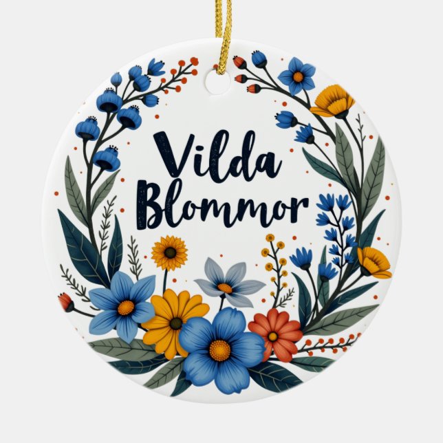 Ornamento De Cerâmica Vilda Blommor Swedish Wildflower Ornament (Frente)