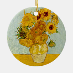 Ornamento De Cerâmica Vincent Van Gogh 12 Girassóis Impressionista