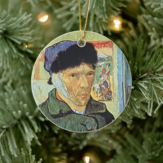 Ornamento De Cerâmica Vincent van Gogh - Autorretrato com Orelha Bandada (Árvore)
