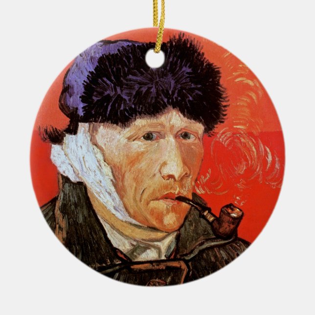 Ornamento De Cerâmica Vincent Van Gogh - Autorretrato com Orelha Bandada (Frente)