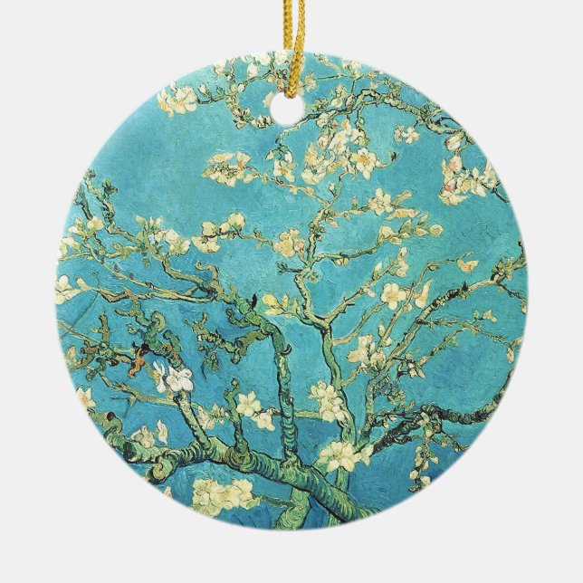 Ornamento De Cerâmica Vincent van Gogh Blossomong Almond Tree (Frente)
