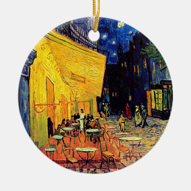Ornamento De Cerâmica Vincent Van Gogh - Café Terrace À Noite Bons Art (Frente)