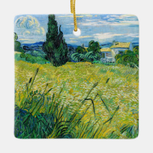 Ornamento De Cerâmica Vincent van Gogh - Campo de Trigo Verde com Cypres
