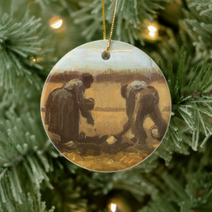 Ornamento De Cerâmica Vincent van Gogh - Camponeses Plantando Batatas