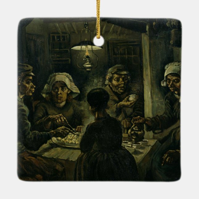 Ornamento De Cerâmica VINCENT VAN GOGH - comedores 1885 da batata (Verso)
