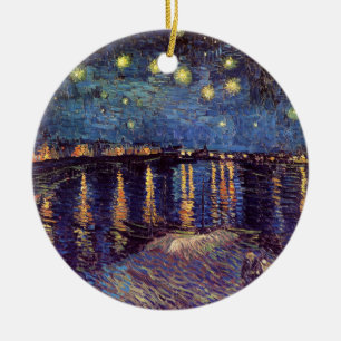 Ornamento De Cerâmica Vincent van Gogh - noite estrelado em Rhone