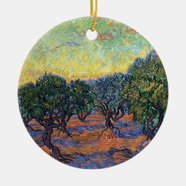 Ornamento De Cerâmica Vincent Van Gogh Olive Grove Impressionismo Arte (Frente)