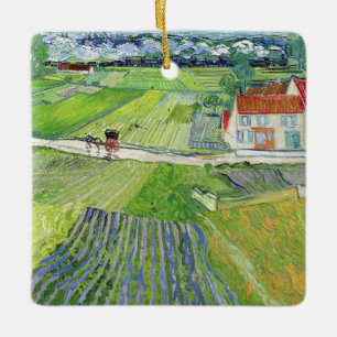 Ornamento De Cerâmica Vincent van Gogh - Paisagem com Carruagem e Trem
