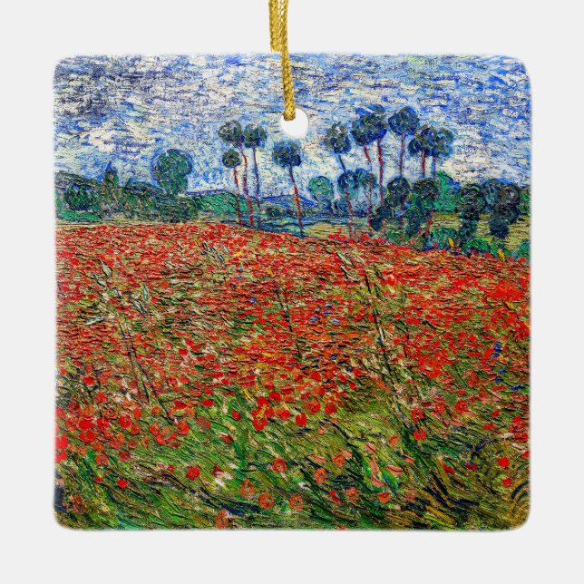 Ornamento De Cerâmica Vincent van Gogh - Poppy Field (Frente)