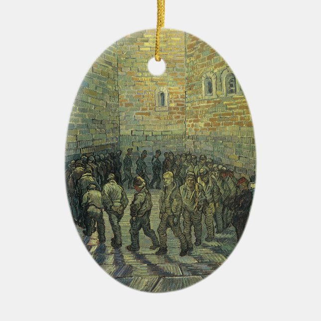 Ornamento De Cerâmica Vincent van Gogh - Prisioneiros Exercitando-se (Frente)