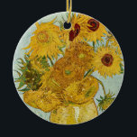 Ornamento De Cerâmica Vincent Van Gogh - Vase com Doze Girassóis<br><div class="desc">Vase com Doze girassóis / Vase avec douze tournesols - Vincent Van Gogh,  agosto de 1888 - Sunflower 1888 terceira versão (F456)</div>